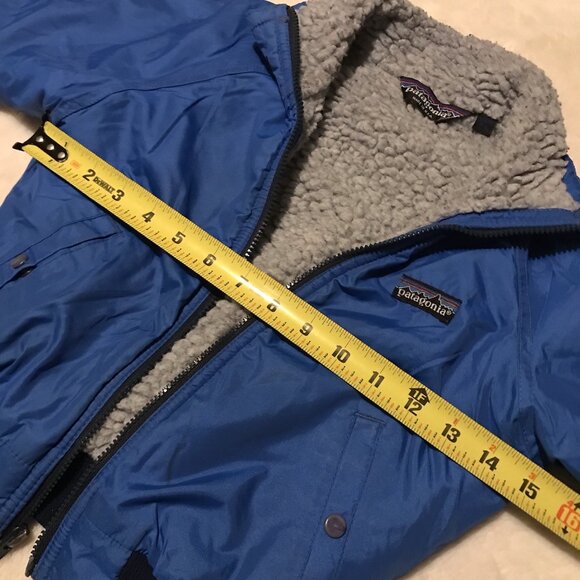 Patagonia Vintage Kids 4/5 Blue Zip Bomber Fleece Lined Jacket - Picture 5 of 6